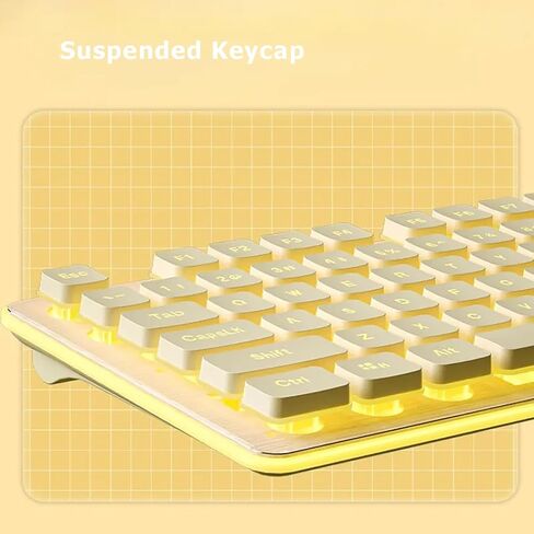 Wireless Keyboard and Mouse Combo Backlit,Rechargeable 104-Key Full Sized Menbrane Keyboard and Silent Mice Set,2.4Ghz Connection,Ergonomic,Home Office Gamer Use (Black with White Light) in Saudi Arabia