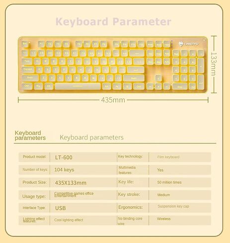 Wireless Keyboard and Mouse Combo Backlit,Rechargeable 104-Key Full Sized Menbrane Keyboard and Silent Mice Set,2.4Ghz Connection,Ergonomic,Home Office Gamer Use (Black with White Light) in Saudi Arabia