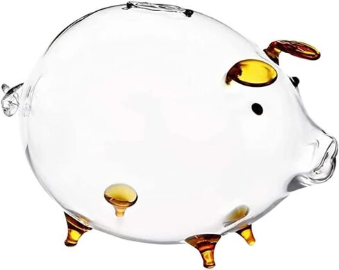 STOBOK Glass Pig Coin Banks Money Banks Cute Piggy Banks Clear Glass Coin Bank Child Saving Coin Money Box Toy 18x12cm in Saudi Arabia