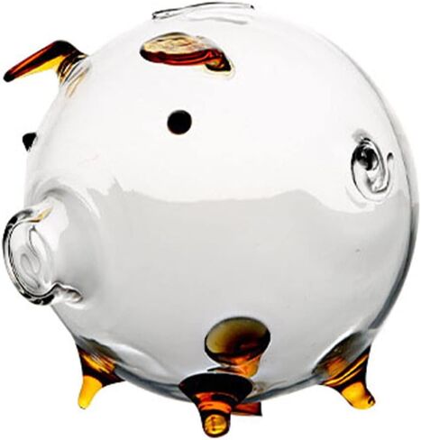 STOBOK Glass Pig Coin Banks Money Banks Cute Piggy Banks Clear Glass Coin Bank Child Saving Coin Money Box Toy 18x12cm in Saudi Arabia