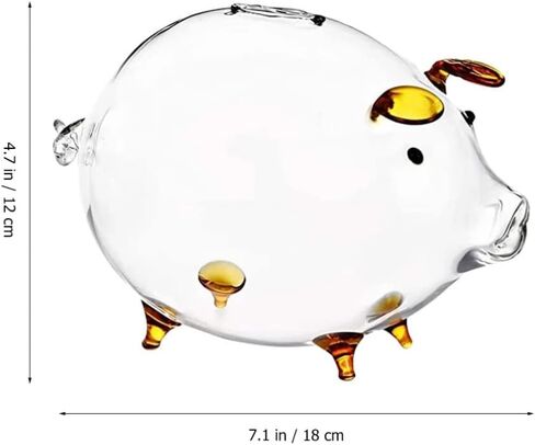 STOBOK Glass Pig Coin Banks Money Banks Cute Piggy Banks Clear Glass Coin Bank Child Saving Coin Money Box Toy 18x12cm in Saudi Arabia