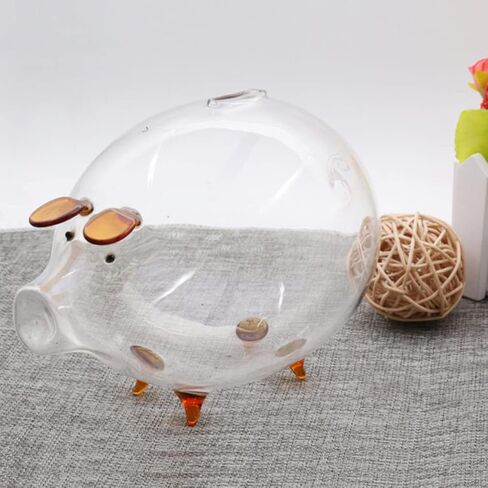 STOBOK Glass Pig Coin Banks Money Banks Cute Piggy Banks Clear Glass Coin Bank Child Saving Coin Money Box Toy 18x12cm in Saudi Arabia