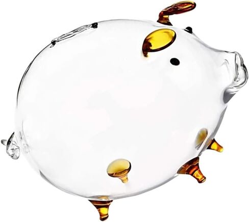 STOBOK Glass Pig Coin Banks Money Banks Cute Piggy Banks Clear Glass Coin Bank Child Saving Coin Money Box Toy 18x12cm in Saudi Arabia
