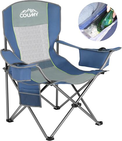 Oversized Camping Folding Chair, Heavy Duty Support 400 LBS Outdoor Folding Lawn Chair with Cup Holder/Cooler Bag/Side Pocket, Portable Chair for Sports Fishing (Red) in Saudi Arabia