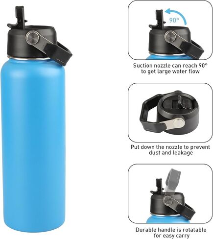 Straw Lid for Hydro Flask 12/16/18/20/32/40/64 Oz and Trail Series 24, 32, 40 Oz, Fits Simple Modern, Takeya, Iron Flask and Most Wide Mouth Water Bottles [1 Lid+2 Straws+1 Cleaning Brush] in Kuwait