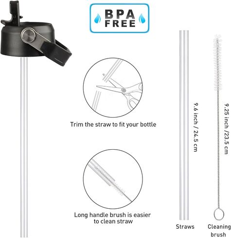 Straw Lid for Hydro Flask 12/16/18/20/32/40/64 Oz and Trail Series 24, 32, 40 Oz, Fits Simple Modern, Takeya, Iron Flask and Most Wide Mouth Water Bottles [1 Lid+2 Straws+1 Cleaning Brush] in Kuwait