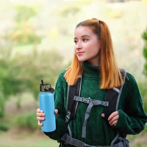 Straw Lid for Hydro Flask 12/16/18/20/32/40/64 Oz and Trail Series 24, 32, 40 Oz, Fits Simple Modern, Takeya, Iron Flask and Most Wide Mouth Water Bottles [1 Lid+2 Straws+1 Cleaning Brush] in Kuwait