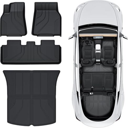Tesla Model Y Floor Mats [1.5X Raised Edge & All Weather Protection] Upgrade Tesla Model Y Accessories 2024, TPE Waterproof Cargo Liner Fit for Tesla Model Y 5-Seat 2020~2024, Black (Set of 4) in Saudi Arabia