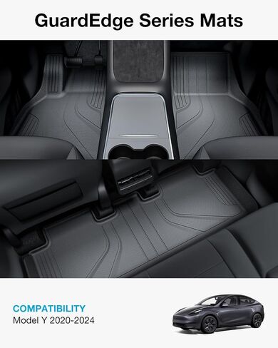 Tesla Model Y Floor Mats [1.5X Raised Edge & All Weather Protection] Upgrade Tesla Model Y Accessories 2024, TPE Waterproof Cargo Liner Fit for Tesla Model Y 5-Seat 2020~2024, Black (Set of 4) in Saudi Arabia
