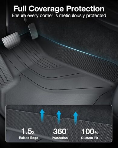 Tesla Model Y Floor Mats [1.5X Raised Edge & All Weather Protection] Upgrade Tesla Model Y Accessories 2024, TPE Waterproof Cargo Liner Fit for Tesla Model Y 5-Seat 2020~2024, Black (Set of 4) in Saudi Arabia
