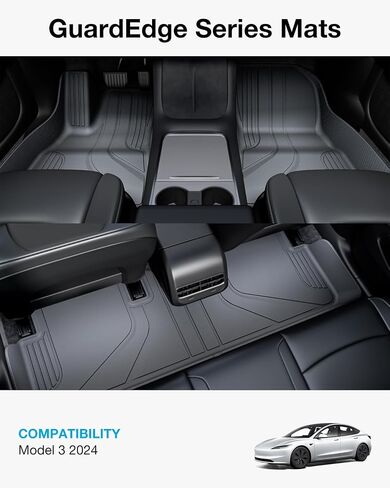 Tesla Model Y Floor Mats [1.5X Raised Edge & All Weather Protection] Upgrade Tesla Model Y Accessories 2024, TPE Waterproof Cargo Liner Fit for Tesla Model Y 5-Seat 2020~2024, Black (Set of 4) in Saudi Arabia