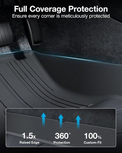 Tesla Model Y Floor Mats [1.5X Raised Edge & All Weather Protection] Upgrade Tesla Model Y Accessories 2024, TPE Waterproof Cargo Liner Fit for Tesla Model Y 5-Seat 2020~2024, Black (Set of 4) in Saudi Arabia
