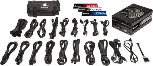 سلسلة كورسير AXi، AX1600i، 1600 واط، 80+ تيتانيوم معتمد، وحدات كاملة - مصدر طاقة رقمي (CP-9020087-NA) in Saudi Arabia