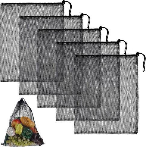 simarro 35x45cm أكياس شبكة الرباط، 5 قطع أكياس الغسيل شبكة النايلون الأسود لينة شبكة الرباط حقيبة قوية أكياس تخزين صغيرة مناسبة لشاطئ لعبة الكرة التخييم الملابس in Saudi Arabia