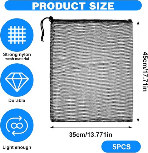 simarro 35x45cm أكياس شبكة الرباط، 5 قطع أكياس الغسيل شبكة النايلون الأسود لينة شبكة الرباط حقيبة قوية أكياس تخزين صغيرة مناسبة لشاطئ لعبة الكرة التخييم الملابس in Saudi Arabia