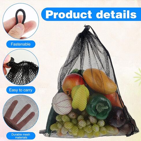 simarro 35x45cm أكياس شبكة الرباط، 5 قطع أكياس الغسيل شبكة النايلون الأسود لينة شبكة الرباط حقيبة قوية أكياس تخزين صغيرة مناسبة لشاطئ لعبة الكرة التخييم الملابس in Saudi Arabia