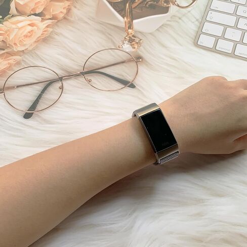 عبوتان من الأربطة المعدنية المتوافقة مع Fit bit Charge 4 / Charge 3 Bands للنساء والرجال، سوار معصم شبكي مسامي مع مشبك مغناطيسي قابل للتعديل من أجل Fit bit Charge 4 / Charge 3 / Charge 3 SE in Kuwait