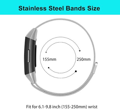 عبوتان من الأربطة المعدنية المتوافقة مع Fit bit Charge 4 / Charge 3 Bands للنساء والرجال، سوار معصم شبكي مسامي مع مشبك مغناطيسي قابل للتعديل من أجل Fit bit Charge 4 / Charge 3 / Charge 3 SE in Kuwait