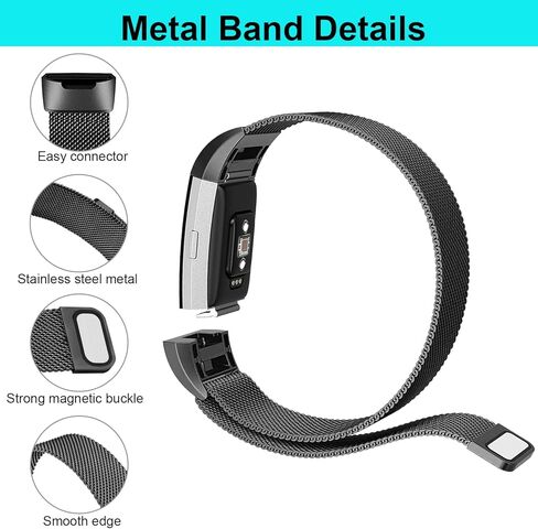 عبوتان من الأربطة المعدنية المتوافقة مع Fit bit Charge 4 / Charge 3 Bands للنساء والرجال، سوار معصم شبكي مسامي مع مشبك مغناطيسي قابل للتعديل من أجل Fit bit Charge 4 / Charge 3 / Charge 3 SE in Kuwait