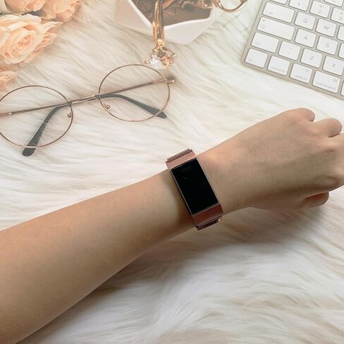 عبوتان من الأربطة المعدنية المتوافقة مع Fit bit Charge 4 / Charge 3 Bands للنساء والرجال، سوار معصم شبكي مسامي مع مشبك مغناطيسي قابل للتعديل من أجل Fit bit Charge 4 / Charge 3 / Charge 3 SE in Kuwait