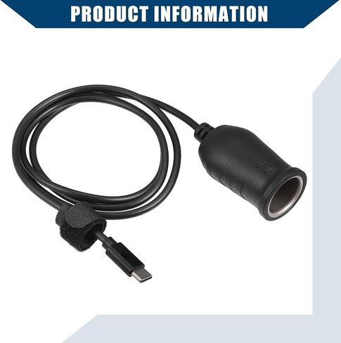 9V Cigarette Lighter Adapter/Interior USB Type C Male Cigarette Lighter Converter Cable for Car RV/Durable ABS Plastic 1.04m / 1 Pcs Black in Saudi Arabia