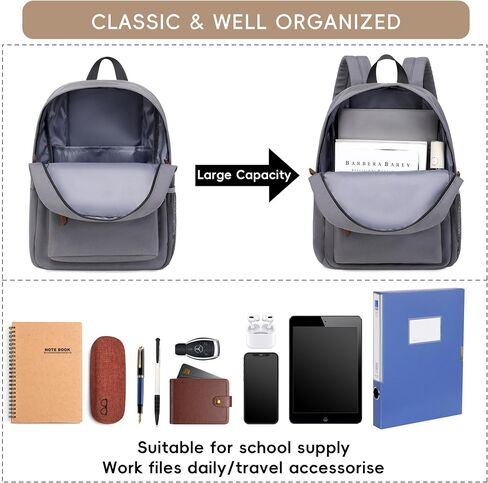 Backpack for Women Men,Lightweight Durable Water-Resistant Pack 15.6 Inch Laptop Sleeve,Work Travel,College Bookbag Casual Rucksack Daypack Outdoor,Gift Choice,Black in Saudi Arabia