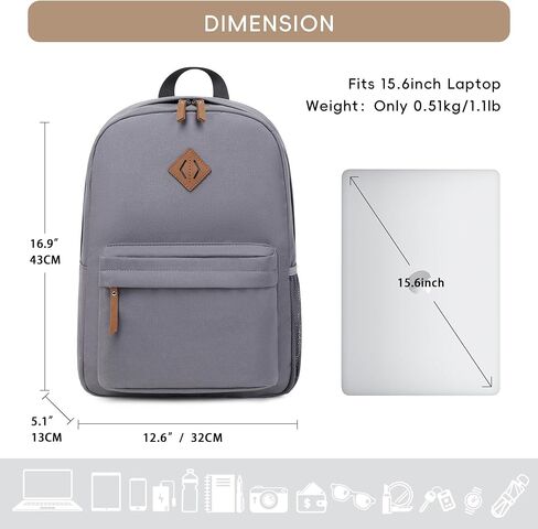 Backpack for Women Men,Lightweight Durable Water-Resistant Pack 15.6 Inch Laptop Sleeve,Work Travel,College Bookbag Casual Rucksack Daypack Outdoor,Gift Choice,Black in Saudi Arabia