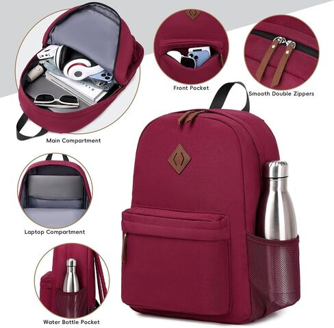 Backpack for Women Men,Lightweight Durable Water-Resistant Pack 15.6 Inch Laptop Sleeve,Work Travel,College Bookbag Casual Rucksack Daypack Outdoor,Gift Choice,Black in Saudi Arabia