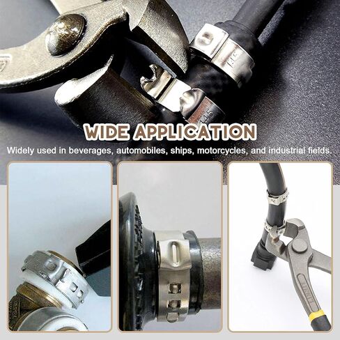 مجموعة متنوعة من 120 قطعة 304 من الفولاذ المقاوم للصدأ لخرطوم الأذن الفردي، 6 مم - 23.5 مم مشبك خرطوم تجعيد الأذن حلقات تثبيت بدون خطوات (1/4 بوصة - 15/16 بوصة) in Kuwait