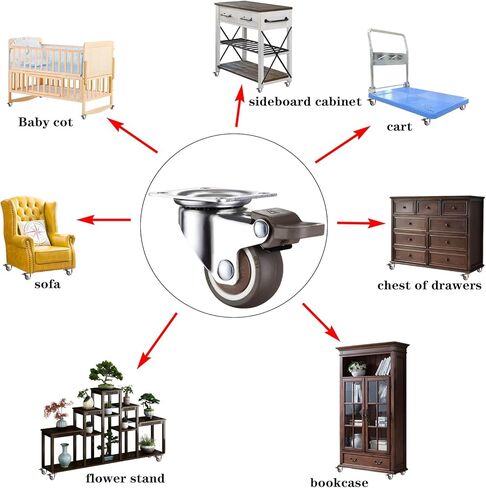 2-inch Caster Kit for Furniture - Heavy-Duty Lockable Rubber Wheels for cabinets, carts and More!casters Set of 4 in Saudi Arabia