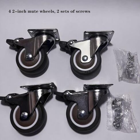 2-inch Caster Kit for Furniture - Heavy-Duty Lockable Rubber Wheels for cabinets, carts and More!casters Set of 4 in Saudi Arabia