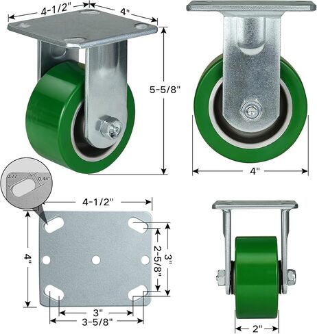 5 Inch Caster Wheels- Heavy Duty Casters, Polyurethane on Aluminum Caster Wheel with up to 1000LB Capacity- Widely Used in Tool Box, Workshop, Garage, U-Boat Platform Trucks (1 Swivel) in Kuwait