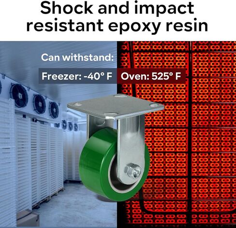 5 Inch Caster Wheels- Heavy Duty Casters, Polyurethane on Aluminum Caster Wheel with up to 1000LB Capacity- Widely Used in Tool Box, Workshop, Garage, U-Boat Platform Trucks (1 Swivel) in Kuwait