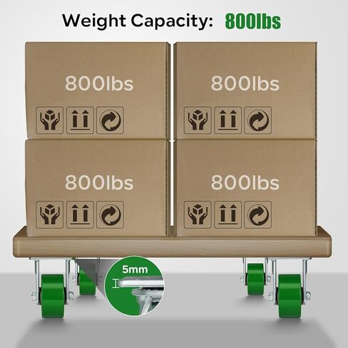 5 Inch Caster Wheels- Heavy Duty Casters, Polyurethane on Aluminum Caster Wheel with up to 1000LB Capacity- Widely Used in Tool Box, Workshop, Garage, U-Boat Platform Trucks (1 Swivel) in Kuwait