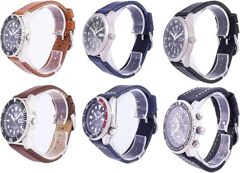سوار ساعة RATIO من الجلد مكون من 6 قطع أحزمة ساعة بديلة من الجلد الطبيعي 100% للرجال والنساء، عبوة من 6 قطع - مقاس 22 ملم in Kuwait