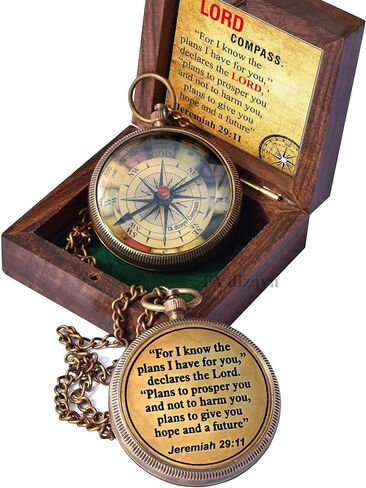 For I Know The Plans I Have For You, Jeremiah 29:11, Solid Brass Directional Engraved Compass, Baptism Gifts for Boys Girls, First Communion, Christian Gifts for Men, First Confirmation Gifts for Boys in Saudi Arabia