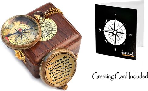 For I Know The Plans I Have For You, Jeremiah 29:11, Solid Brass Directional Engraved Compass, Baptism Gifts for Boys Girls, First Communion, Christian Gifts for Men, First Confirmation Gifts for Boys in Saudi Arabia