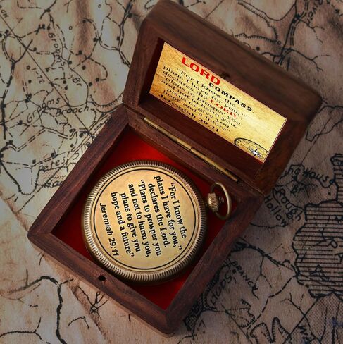 For I Know The Plans I Have For You, Jeremiah 29:11, Solid Brass Directional Engraved Compass, Baptism Gifts for Boys Girls, First Communion, Christian Gifts for Men, First Confirmation Gifts for Boys in Saudi Arabia