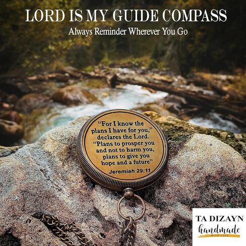 For I Know The Plans I Have For You, Jeremiah 29:11, Solid Brass Directional Engraved Compass, Baptism Gifts for Boys Girls, First Communion, Christian Gifts for Men, First Confirmation Gifts for Boys in Saudi Arabia