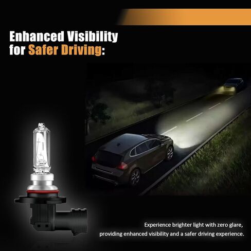 لمبة هالوجين شعاع السيارات 9005 HB3 12V 60W (زوج)، مصابيح الهالوجين الأمامية 9005 HB3، لمبة بديلة منخفضة الشعاع والضباب، مصابيح عالية الأداء مع ضوء أكثر إشراقًا (عبوتان) in Kuwait