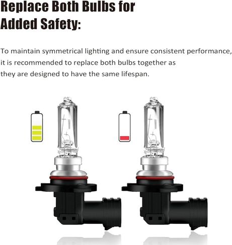 لمبة هالوجين شعاع السيارات 9005 HB3 12V 60W (زوج)، مصابيح الهالوجين الأمامية 9005 HB3، لمبة بديلة منخفضة الشعاع والضباب، مصابيح عالية الأداء مع ضوء أكثر إشراقًا (عبوتان) in Kuwait