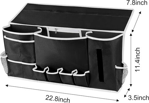 Bedside Storage Organizer,14 Pockets Plus Size Bed Pocket Organizer Caddy, Bed Remote Control Holder（Black） in Saudi Arabia