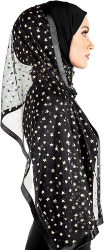 Middle Eastern Mall Stylish Mona Hijab Women's Black Kuwaiti with Chiffon Wrap Shawl & Satin Trim in Saudi Arabia