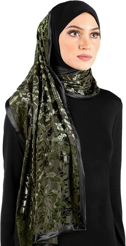 Middle Eastern Mall Stylish Mona Hijab Women's Black Kuwaiti with Chiffon Wrap Shawl & Satin Trim in Saudi Arabia