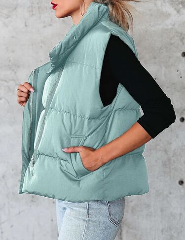 SCUSTY Womens Zip up Quilted Puffer Vest Stand Collar Sleeveless Padded Jacket Outwear in Saudi Arabia