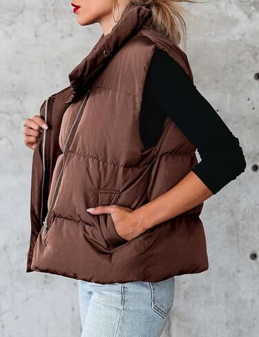 SCUSTY Womens Zip up Quilted Puffer Vest Stand Collar Sleeveless Padded Jacket Outwear in Saudi Arabia