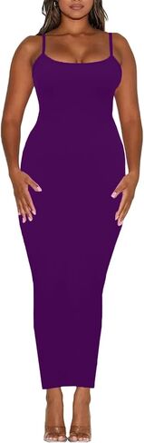 Women's Spaghetti Strap Bodycon Dress - Summer Casual Maxi Club Party Long Tight Slip Dresses in Kuwait