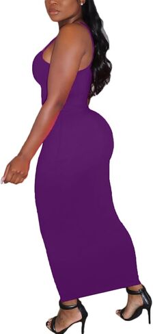 Women's Spaghetti Strap Bodycon Dress - Summer Casual Maxi Club Party Long Tight Slip Dresses in Kuwait