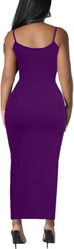 Women's Spaghetti Strap Bodycon Dress - Summer Casual Maxi Club Party Long Tight Slip Dresses in Kuwait