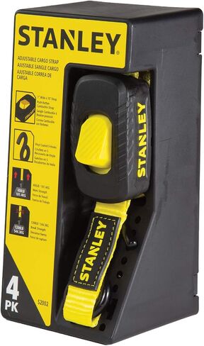 STANLEY S2001 Black/Yellow 1" x 10' Enclosed Cam-Buckle Tie Down Straps - 400 lb Safe Working Load / 1,200 lb Break Strength, 2 Pack in Saudi Arabia